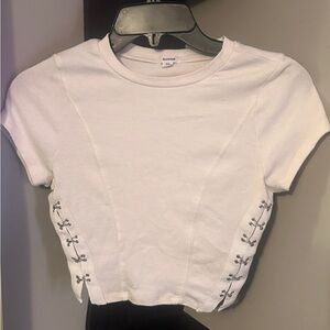Garage White Crop Top with Side Details